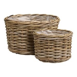 Set 2 suporturi pentru ghiveci maro din ratan Kalak House Nordic