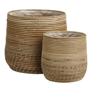 Set 2 suporturi pentru ghiveci maro din ratan Moro House Nordic