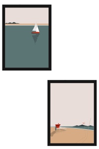 Set 2 tablouri multicolore din lemn 35x50 cm Huhu486S The Home Collection