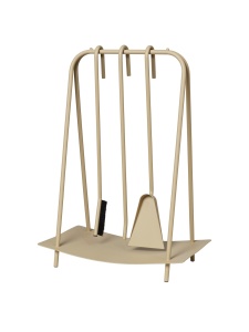 Set 3 accesorii semineu si suport bej casmir din metal Port Ferm Living