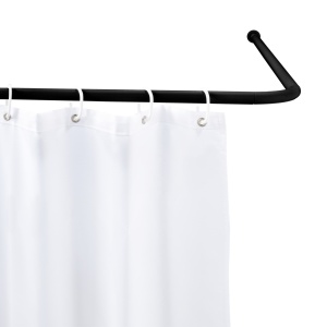 Set 3 bare pentru perdea dus din metal negru Universal Wenko