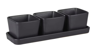 Set 3 boluri cu suport negru din ceramica 300 ml Snack Wenko