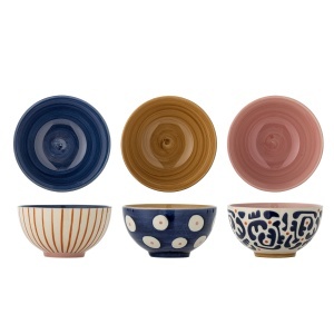 Set 3 boluri multicolore din ceramica 55 ml Eviaya Bloomingville
