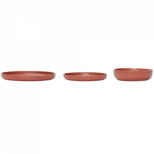 Set 3 boluri rosii din ceramica Dawn Hubsch
