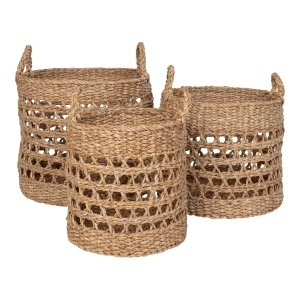 Set 3 cosuri maro din fibre naturale Balok House Nordic