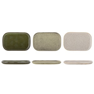 Set 3 farfurii intinse multicolore din ceramica 15x23 cm Addison Green Bloomingville