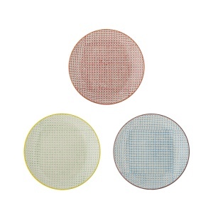 Set 3 farfurii intinse multicolore din ceramica 20 cm Carla Bloomingville