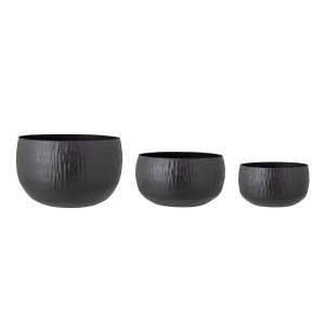 Set 3 ghivece negre din metal Abisha Bloomingville