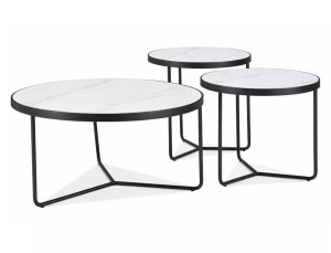Set 3 mese de cafea albe/negre din metal Demeter The Home Collection
