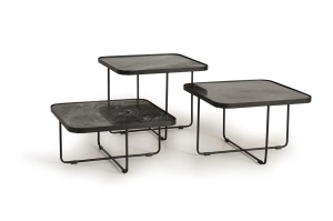 Set 3 mese laterale negre din metal Faro Giner y Colomer
