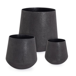 Set 3 vaze decorative negre din metal Kenar Bizzotto