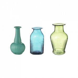 Set 3 vaze multicolore din sticla 14 cm Forest Pip Studio
