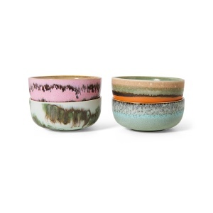 Set 4 boluri multicolore din ceramica 11 cm 70s ceramics Renaissance HKliving