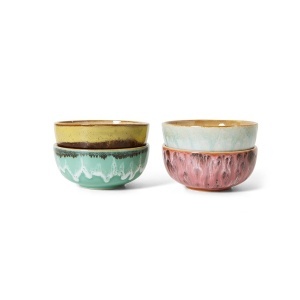 Set 4 boluri multicolore din ceramica 8 cm 70s XS Modernist HKliving