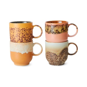 Set 4 cani multicolore din ceramica 250 ml 70s Cape HKliving