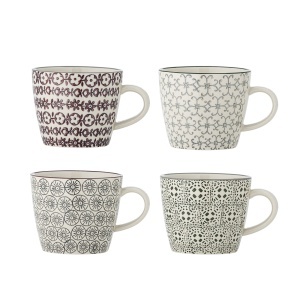 Set 4 cani multicolore din ceramica 380 ml Karine Bloomingville