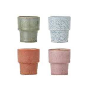 Set 4 cesti multicolore din ceramica 75 ml Ewan Art Bloomingville