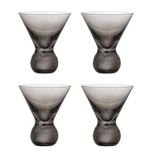 Set 4 pahare pentru cocktail gri din sticla 165 ml Corliss Bloomingville
