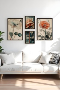 Set 4 tablouri multicolore din lemn Huhu454-S The Home Collection