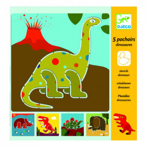 Set 5 sabloane pentru desen din plastic Dino Djeco