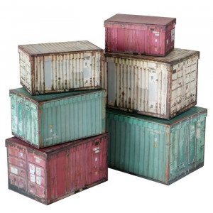 Set 6 cutii cu capac multicolore din hartie Brena Boltze
