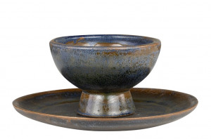 Set bol si platou maro din ceramica Bronze Decorations Versmissen