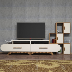 Set comoda TV si raft crem/maro Flora The Home Collection