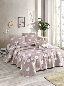 Set cuvertura alba/roz din fibre Herz Double The Home Collection