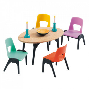 Set de joaca 8 piese multicolor din lemn si plastic Dining Room Djeco