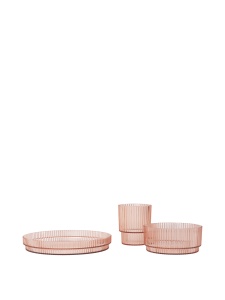 Set de masa 3 piese roz din plastic Ripple Ferm Living