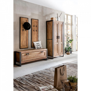 Set lobby maro/negru antic din lemn de salcam si fier Panama Tall Sit Moebel