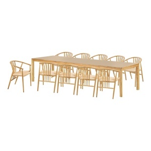 Set masa dining extensibila si 10 scaune din lemn maro Bowen and Augstin House Nordic