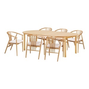 Set masa dining extensibila si 6 scaune maro deschis din lemn Bundaberg and Agustin House Nordic