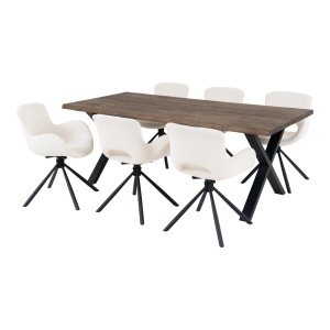 Set masa dining si 6 scaune maro/alb antic din metal Toulon Amorim House Nordic