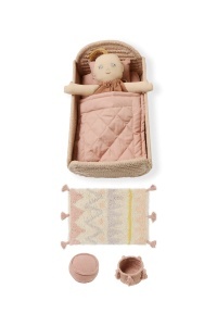 Set papusa si accesorii din bumbac roz Mini Ammi Lorena Canals