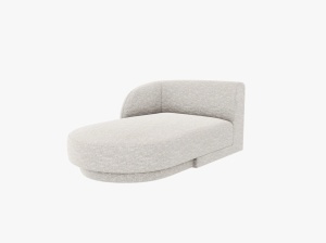 Sezlong pentru canapea modulara argintie din textil pentru 2 persoane Miley Eden Left Chenille Micadoni