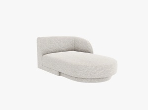 Sezlong pentru canapea modulara argintie din textil pentru 2 persoane Miley Eden Right Chenille Micadoni