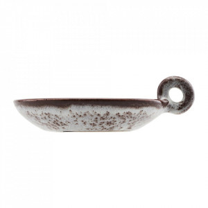 Suport lumanare alb/maro din ceramica 5 cm Freja House Doctor