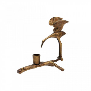 Suport lumanare auriu din aluminiu 11 cm Little Snap Be Pure Home