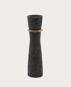 Suport lumanare negru din piatra 30 cm Naro Kave Home