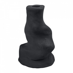 Suport lumanare negru din polirasina 10 cm Liquid Art Piece Mette Ditmer Denmark