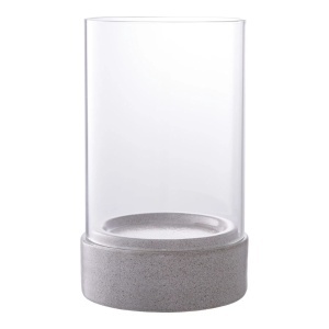 Suport lumanare transparent/gri din sticla 26 cm Lysestage House Nordic