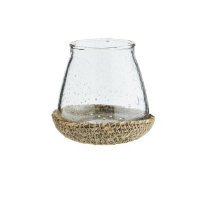 Suport lumanare transparent/maro din sticla 9 cm Suria Madam Stoltz