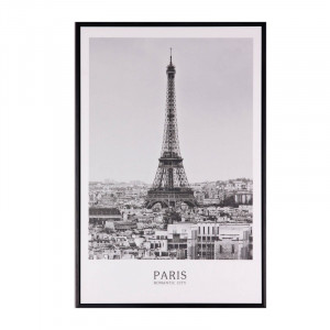 Tablou alb/negru din MDF si polistiren 40x60 cm Eiffel Somcasa