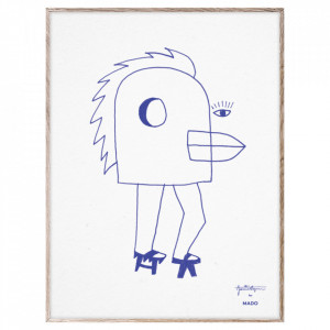 Tablou albastru cu rama din lemn 30x40 cm Head Ox Paper Collective