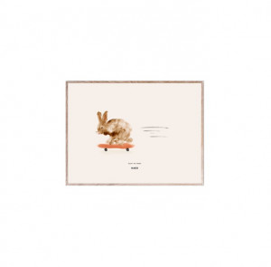 Tablou crem/maro cu rama din lemn 30x40 cm Rocky the Rabbit Paper Collective