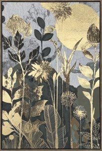 Tablou multicolor din fibre naturale 60x90 cm Golden flowers Ter Halle