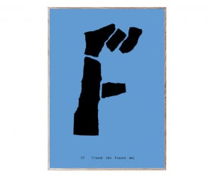 Tablou negru/albastru cu rama din lemn 30x40 cm F-Alphabet Spaghetti Letter Paper Collective