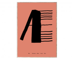 Tablou negru/portocaliu cu rama din lemn 30x40 cm AE-Alphabet Spaghetti Letter Paper Collective