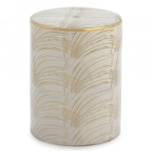 Taburet decorativ alb/auriu din ceramica 33 cm Levy Thai Natura